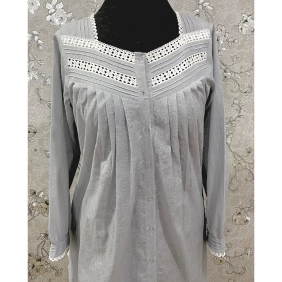 SoieRose Victorian Cotton Nightgown with Lace Yoke & Pintuck Detail – SR-1230 - Picture 3 of 8